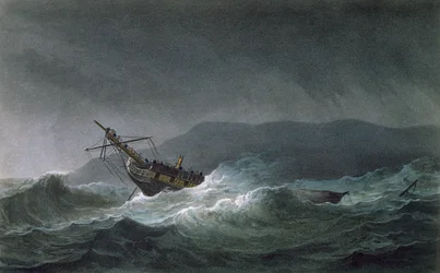 Verlust der Blanche vor Abrevack, 4. März 1807, graviert von T. Sutherland für 